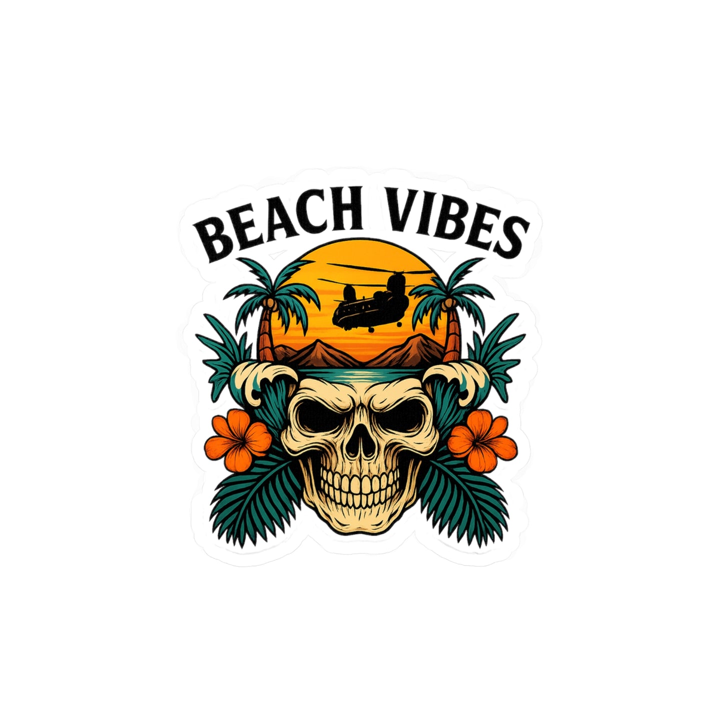 Beach Vibes Kiss-Cut Vinyl Decals | Summer Decor, Sticker Art, Beach Party Supplies, Room Decor, Car Stickers