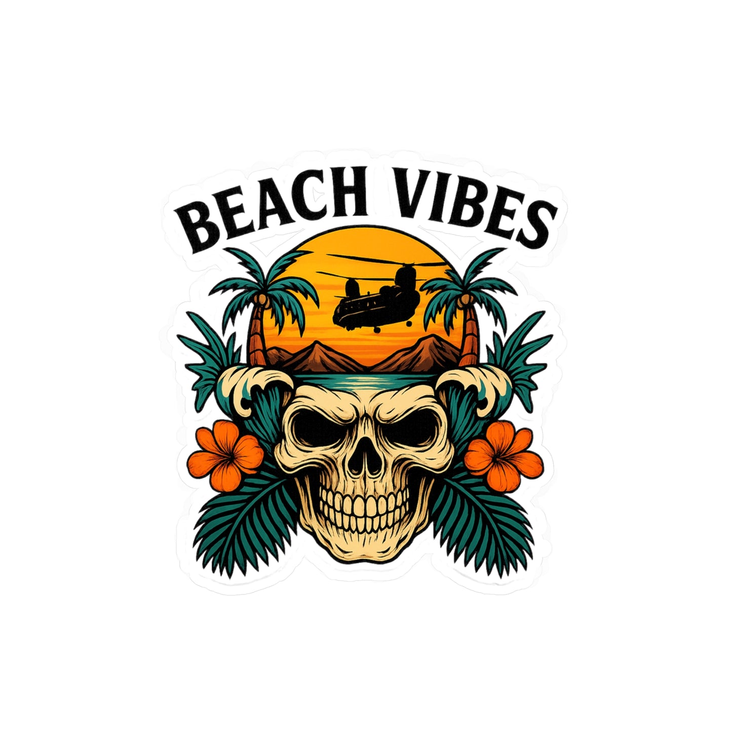 Beach Vibes Kiss-Cut Vinyl Decals | Summer Decor, Sticker Art, Beach Party Supplies, Room Decor, Car Stickers