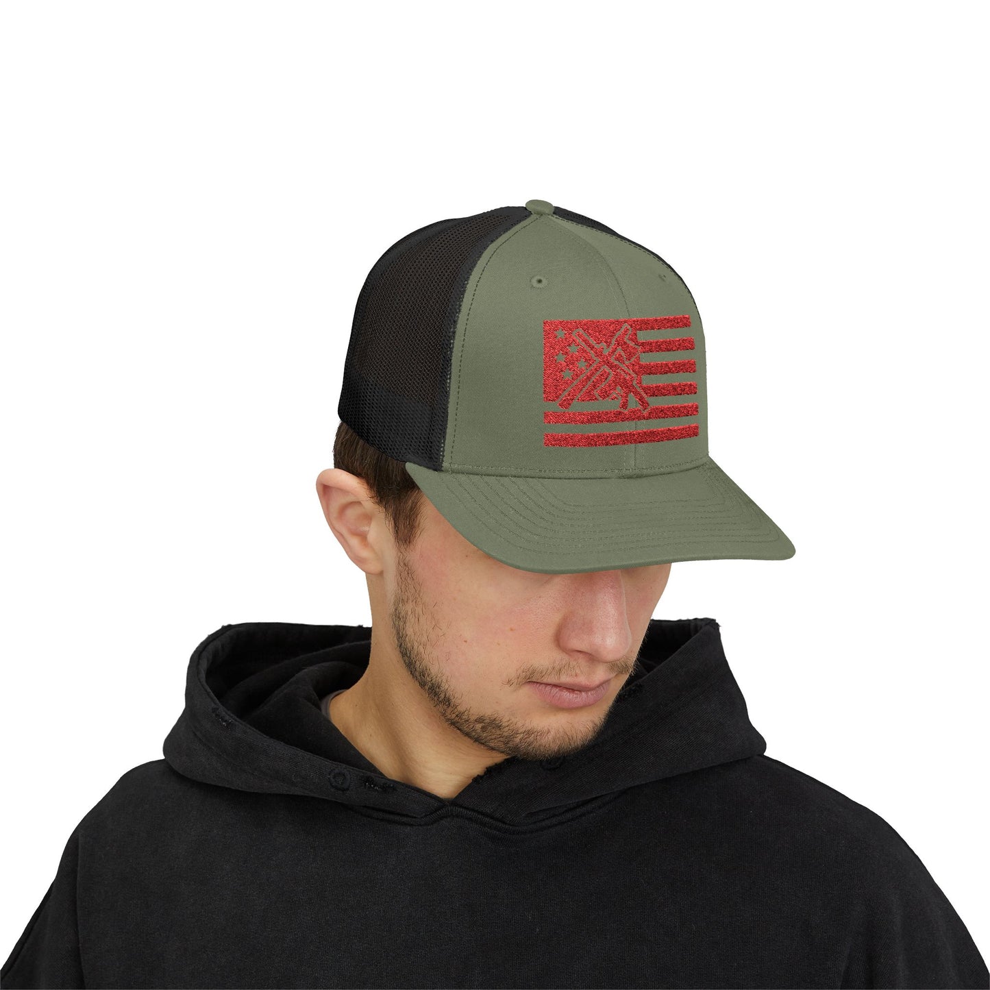 The defender Trucker hat/ Red
