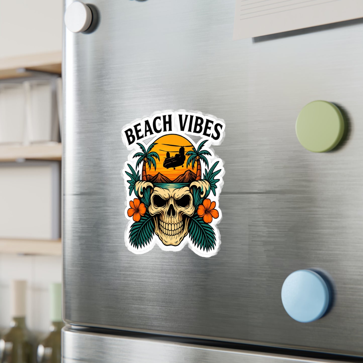 Beach Vibes Kiss-Cut Vinyl Decals | Summer Decor, Sticker Art, Beach Party Supplies, Room Decor, Car Stickers