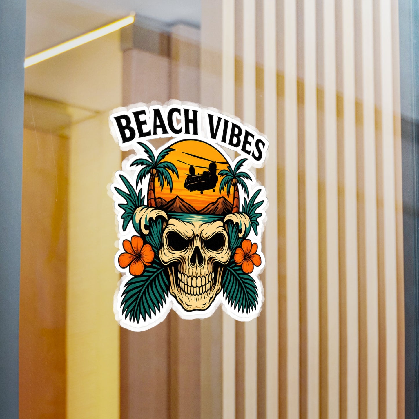 Beach Vibes Kiss-Cut Vinyl Decals | Summer Decor, Sticker Art, Beach Party Supplies, Room Decor, Car Stickers