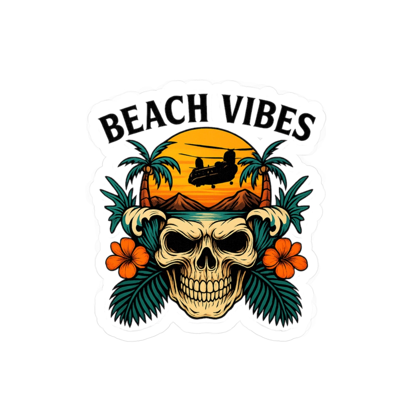 Beach Vibes Kiss-Cut Vinyl Decals | Summer Decor, Sticker Art, Beach Party Supplies, Room Decor, Car Stickers