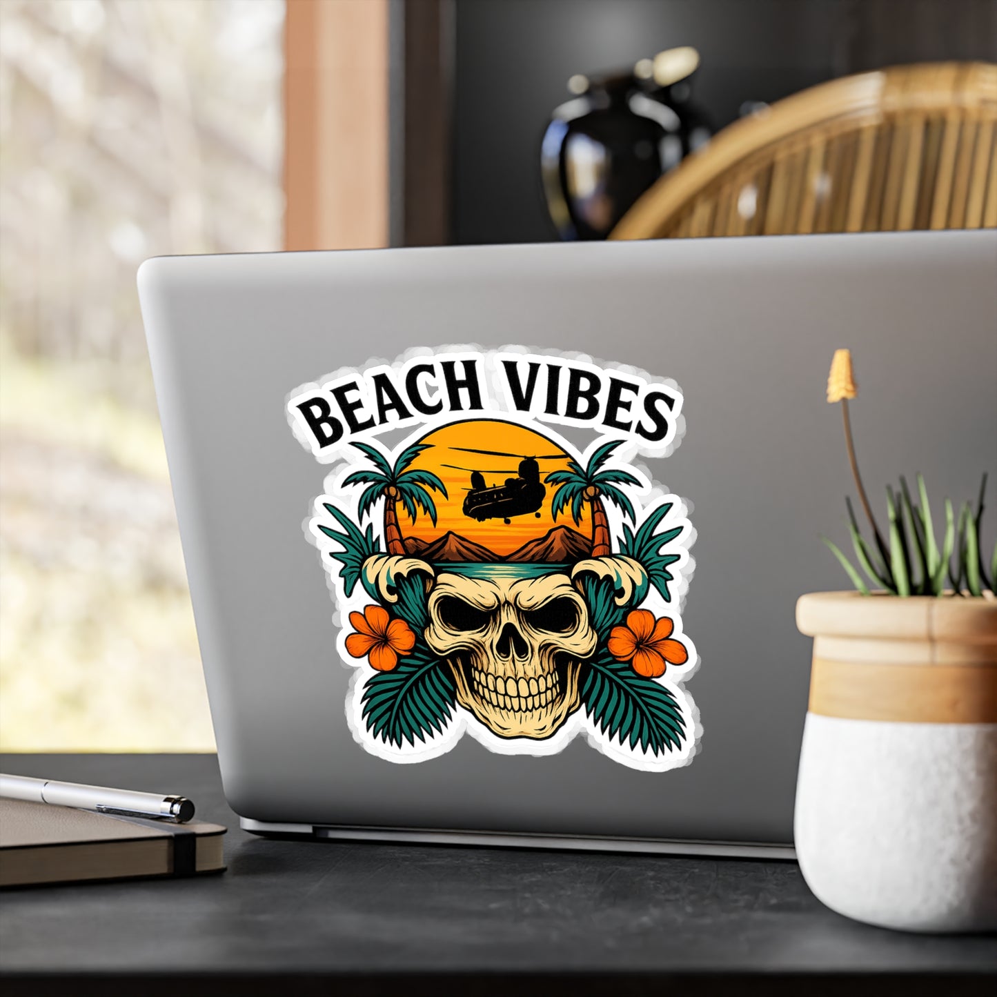 Beach Vibes Kiss-Cut Vinyl Decals | Summer Decor, Sticker Art, Beach Party Supplies, Room Decor, Car Stickers