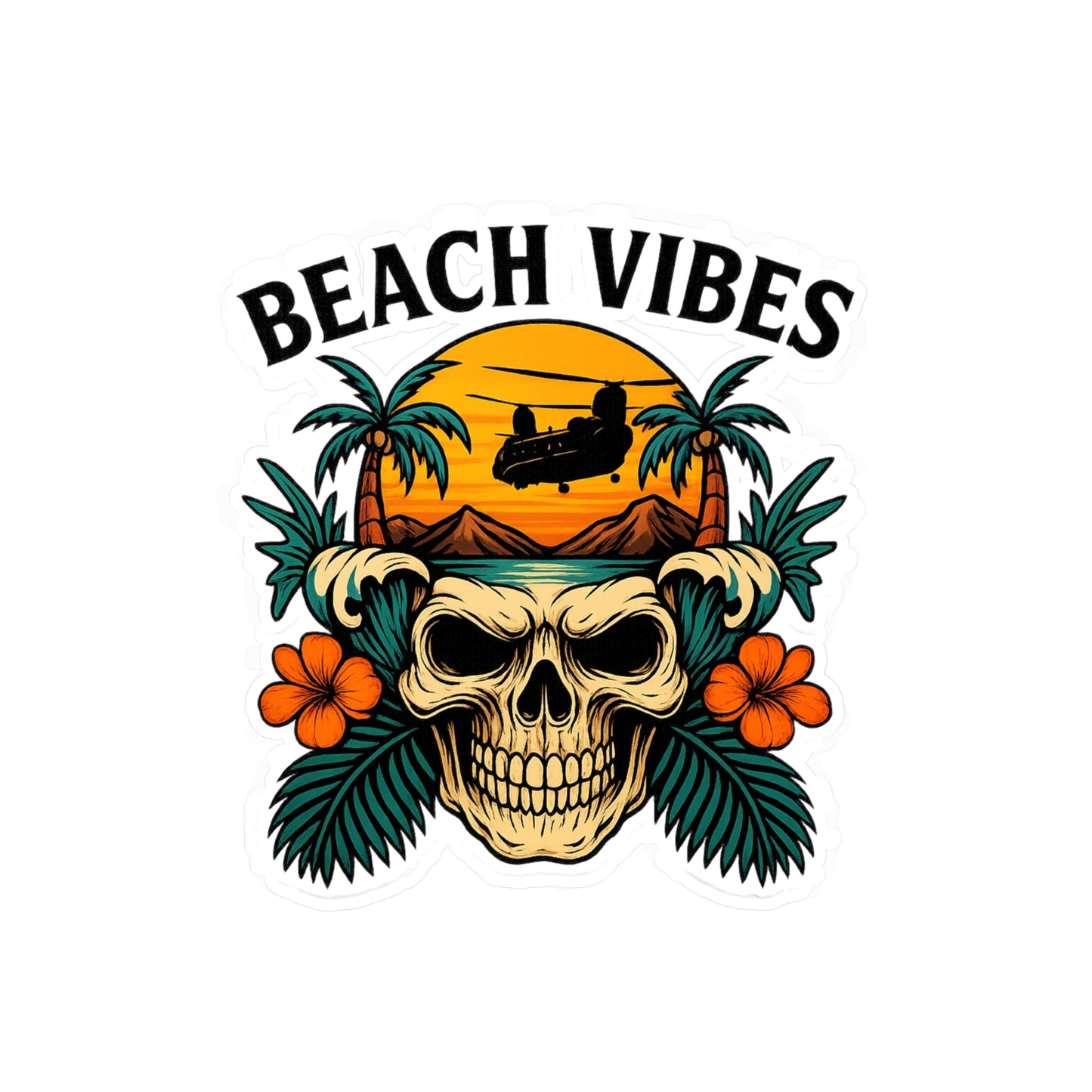 Beach Vibes Kiss-Cut Vinyl Decals | Summer Decor, Sticker Art, Beach Party Supplies, Room Decor, Car Stickers